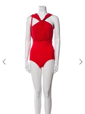 A.W.A.K.E. Mode Red Halterneck Sleeveless Cutout Bodysuit Size XS / US 2 / FR 34